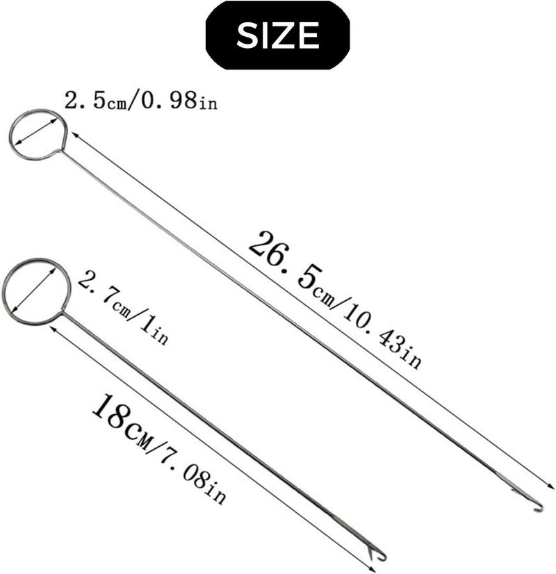 LINYUEARUI 10Pcs Sewing Loop Turner Hook Set (5 Long & 5 Short) - Stainless Steel Handmade Sewing Tools for Fabric Tubes, Belts, Straps & Silicone Beads - DIY Knitting, Crafting Accessories with Latch - Image 2